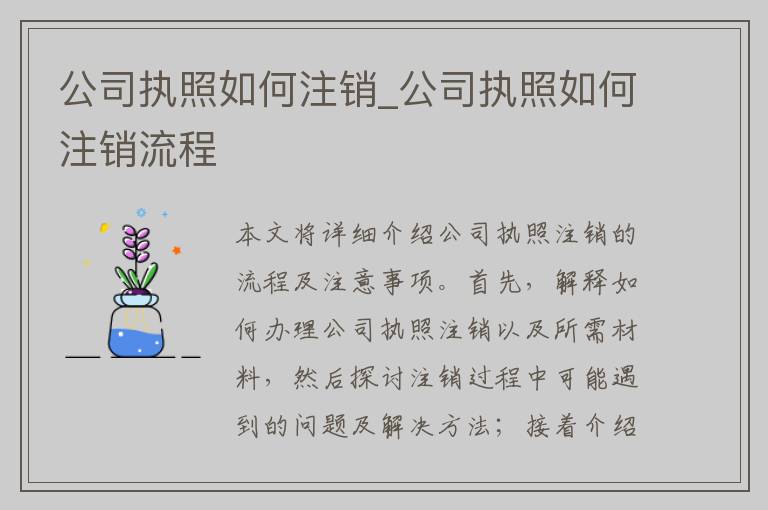 公司执照如何注销_公司执照如何注销流程