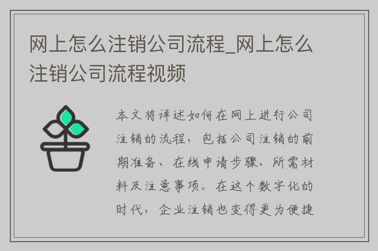 网上怎么注销公司流程_网上怎么注销公司流程视频