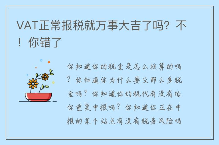 VAT正常报税就万事大吉了吗？不！你错了