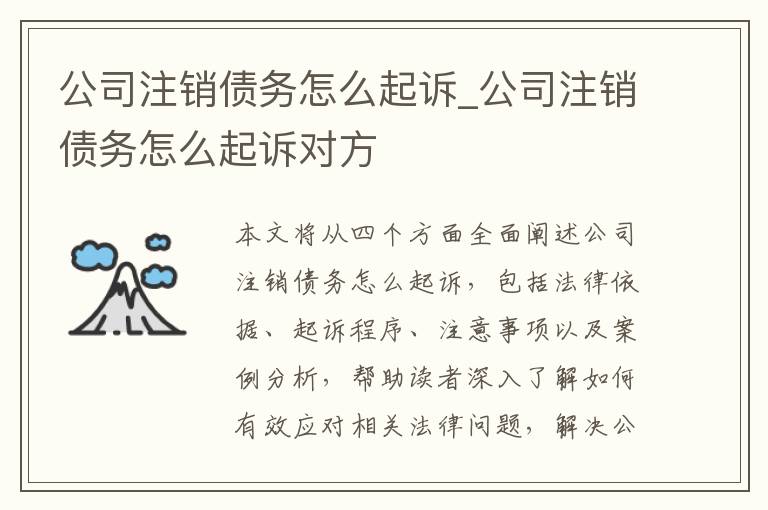 公司注销债务怎么起诉_公司注销债务怎么起诉对方