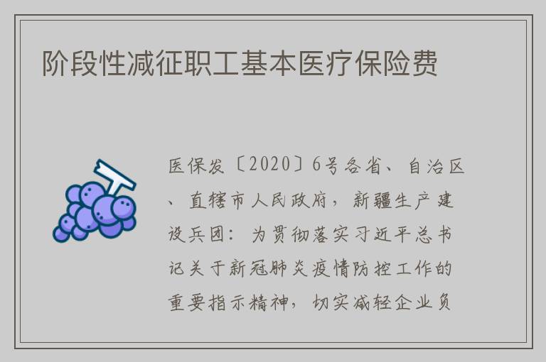 阶段性减征职工基本医疗保险费