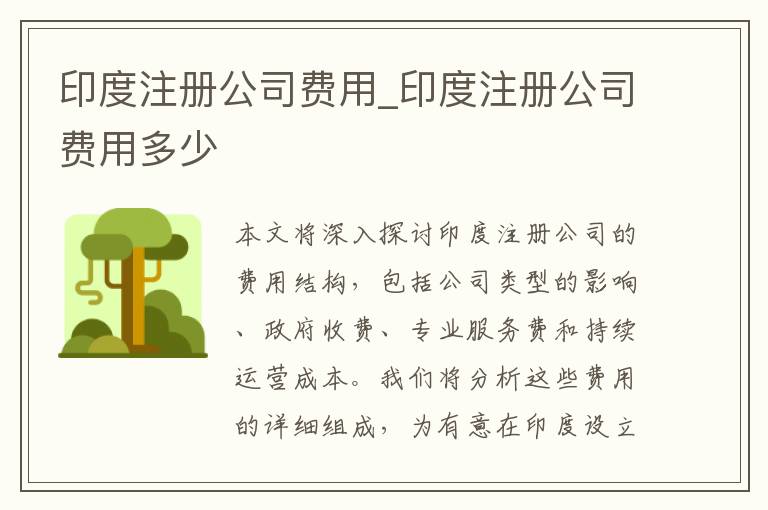 印度注册公司费用_印度注册公司费用多少