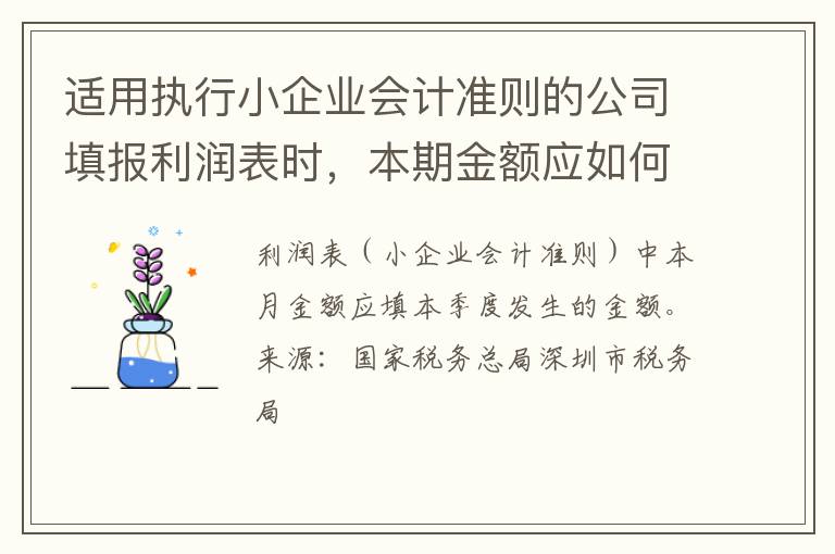 适用执行小企业会计准则的公司填报利润表时，本期金额应如何填写？ 适用执行小企业会计准则的公司填报利润表时，本期金额应如何填写？