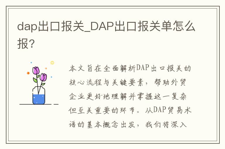 dap出口报关_DAP出口报关单怎么报?