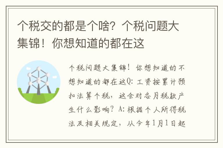 个税交的都是个啥？个税问题大集锦！你想知道的都在这