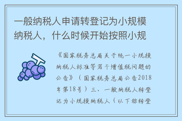 一般纳税人申请转登记为小规模纳税人，什么时候开始按照小规模纳税人纳税？